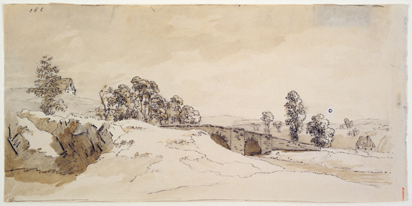 Landscape with bridge à Caspar David Friedrich