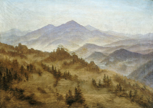 Paysage avec la montagne de rose en Bohême Suisse à Caspar David Friedrich