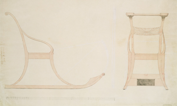 Chair for a Sleigh (pen with reddish w/c on paper) à Caspar David Friedrich