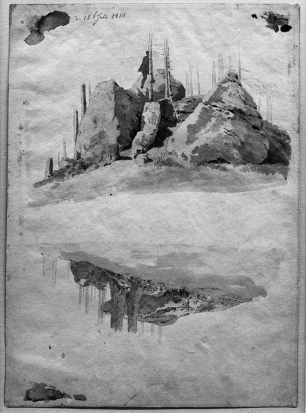 Rocks and trees à Caspar David Friedrich