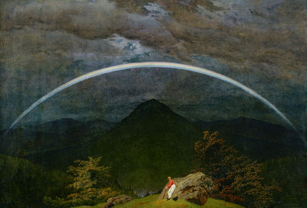 paysage montagneux avec arc-en-ciel à Caspar David Friedrich