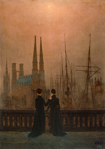 Harbour at Night (Sisters) à Caspar David Friedrich