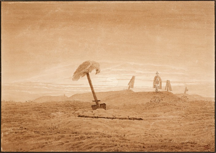 Landscape with Graves à Caspar David Friedrich