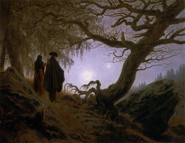 Mann und Frau den Mond betrachtend à Caspar David Friedrich