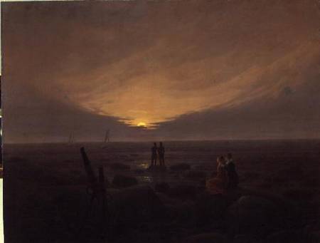 Moon Rising Over the Sea à Caspar David Friedrich