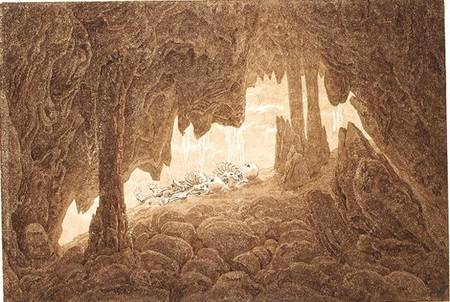 Skeleton in the Cave à Caspar David Friedrich