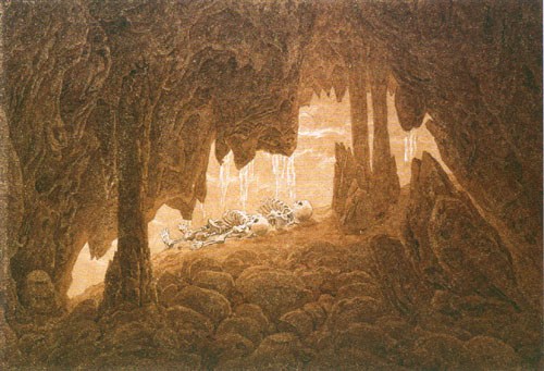 squelettes de stalagtites dans la caverne à Caspar David Friedrich