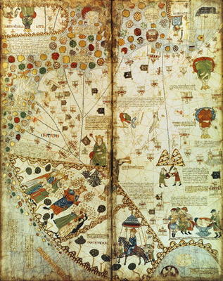 7249 Esp.30 f.2v-3 Detail from a Catalan World Map, 1375 (vellum) à Ecole catalane, (14ème siècle)