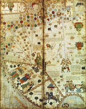 7249 Esp.30 f.2v-3 Detail from a Catalan World Map, 1375 (vellum)