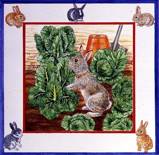 A Rabbit in the Cabbage Patch (w/c on paper)  à Catherine  Bradbury