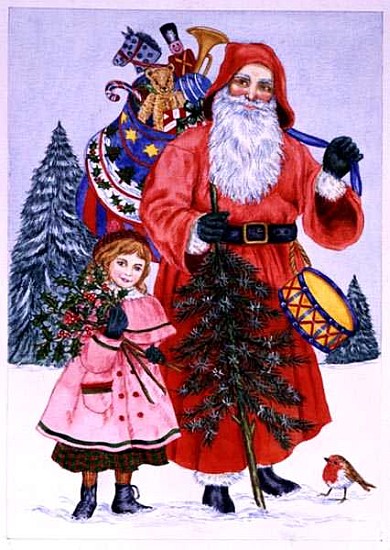 Santa and his helper (w/c on paper)  à Catherine  Bradbury