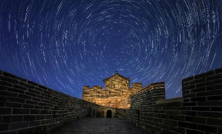 Star trails on the Great Wall