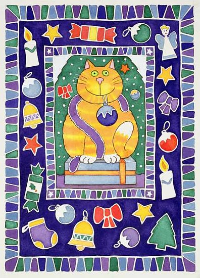 A Cat''s Christmas, 1995 (w/c)  à Cathy  Baxter