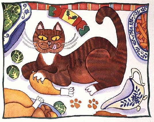 Christmas Cat and the Turkey  à Cathy  Baxter