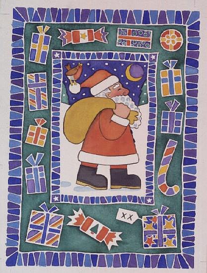 Father Christmas With His Presents, 1995 (w/c)  à Cathy  Baxter