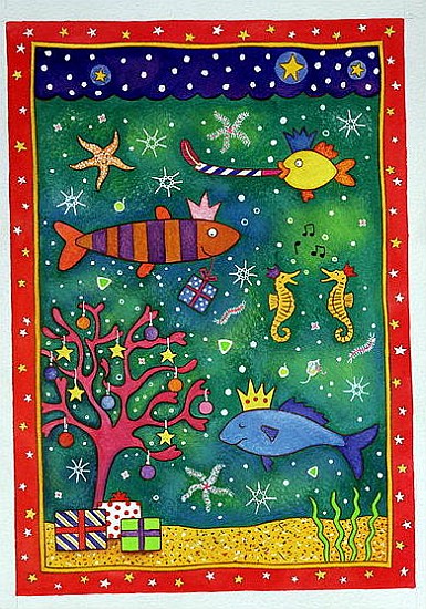 Fishy Christmas, 1997 (w/c and pastel on paper)  à Cathy  Baxter