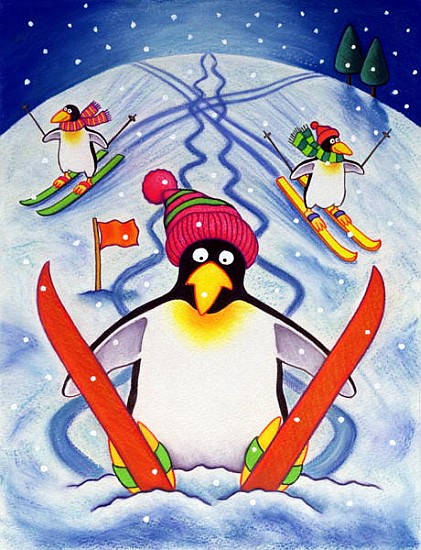 Skiing Holiday, 2000 (w/c and pastel on paper)  à Cathy  Baxter