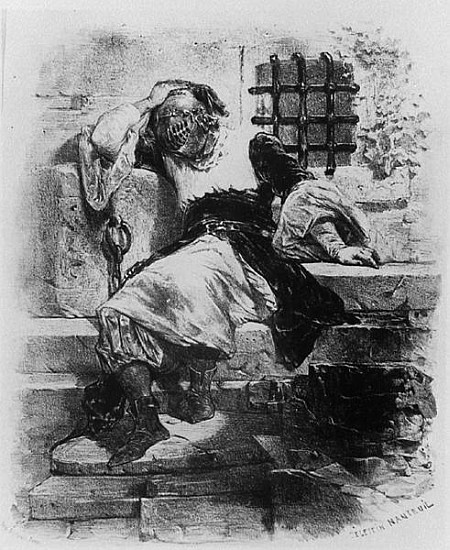 The Man in the Iron Mask in his Prison, illustration for the opera Adrien Boieldieu and E. Barateau à Celestin Francois Nanteuil