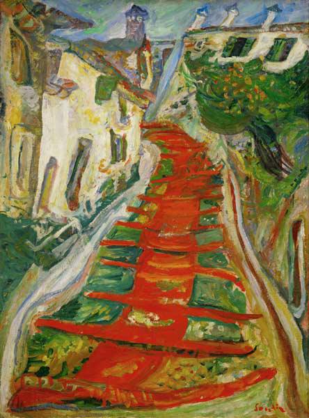 Escalier rouge à Cagnes