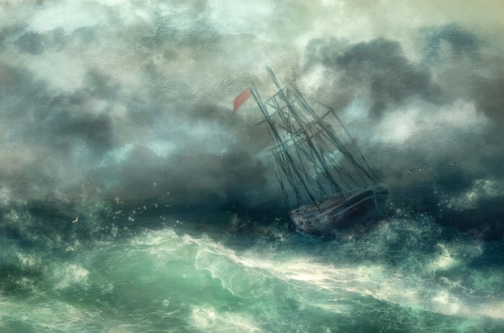 ...a struggle in stormy seas... à Charlaine Gerber
