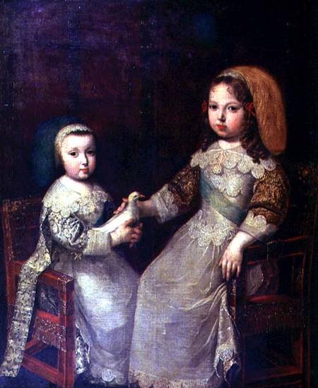 King Louis XIV (1638-1715) as a child with Philippe I à Charles Beaubrun