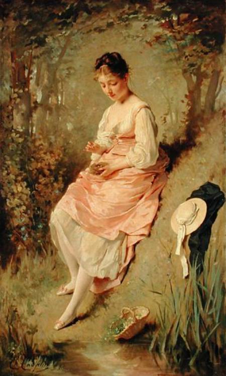 Young Girl with a Nest à Charles Chaplin