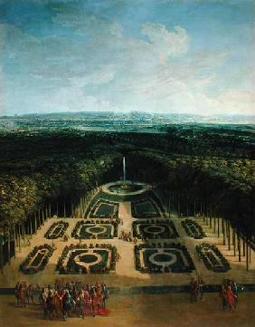 Promenade of Louis XIV (1638-1715) in the Gardens of the Grand Trianon