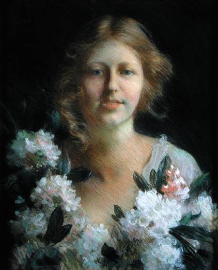 Portrait of a Lady with Flowers à Charles Courtney Curran