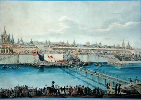 Laying of the Moskvoretsky Bridge in Moscow à Charles de Hampeln