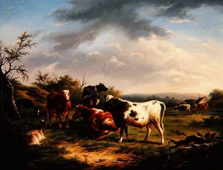 Cattle and Sheep in a Landscape (one of a pair) à Charles Desan