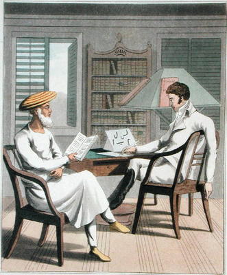 A European Gentleman with his Moonshee, or Native Professor of Languages, plate 1 from 'The European à Charles D'Oyly
