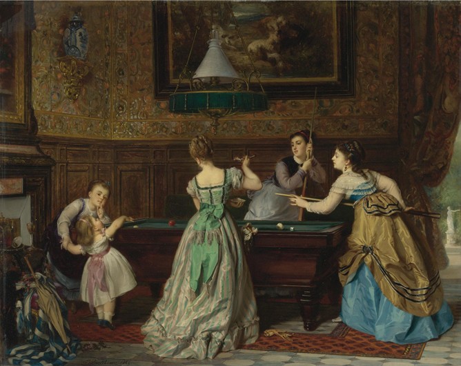 Ladies Playing Billiards à Charles Edouard Boutibonne