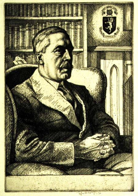 Portrait of Sir Cyril Norwood (1875-1956) 1932 (etching) à Charles Edward Holloway