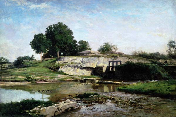 The Lock at Optevoz à Charles-François Daubigny