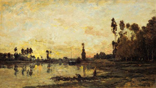 coucher de soleil sur le fleuve Oise