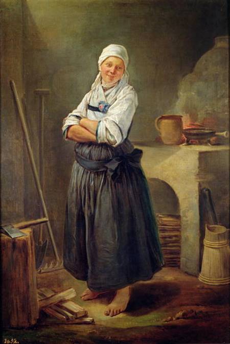 A Saxon Villager in her Kitchen à Charles-Francois Hutin