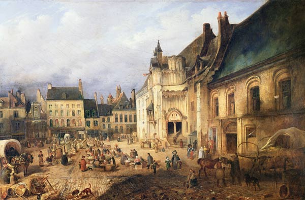 View of the Place de l'Hotel de Ville, Saint-Omer à Charles Goureau