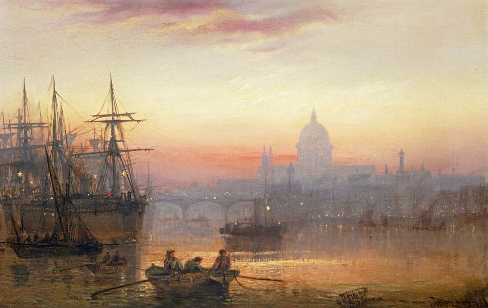 The Pool of London at Sundown à Charles John de Lacy