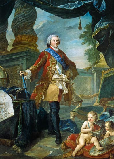 Louis (1729-65) Dauphin of France with a Plan of the Siege of Tournai à Charles Joseph Natoire