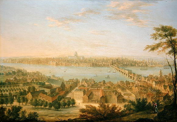 View of Old London Bridge (oil on canvas) à Charles Laurent Grevenbroeck