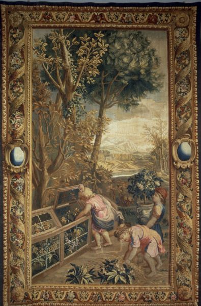 Boys as gardeners / Tapestry, C18 à Charles Le Brun