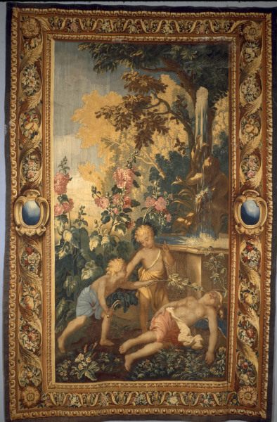 Boys in the garden / Tapestry C18 à Charles Le Brun