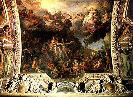 King Louis XIV (1638-1715) Governing Alone in 1661, Ceiling Painting from the Galerie des Glaces à Charles Le Brun