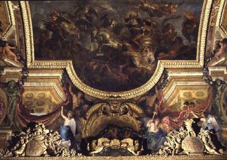 Passage on the Rhine in the Presence of the Enemies 1672, Ceiling Painting from the Galerie des Glac à Charles Le Brun