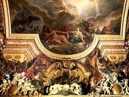 The Strategy of the Spanish Ruined by the Taking of Ghent, ceiling painting from the Galerie des Gla à Charles Le Brun