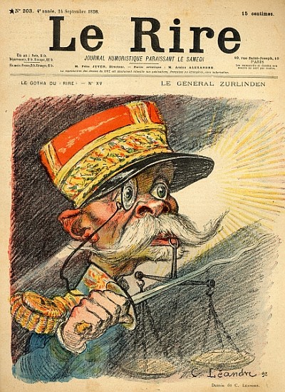 Caricature of General Zurlinden, from the front cover of ''Le Rire'', 24th September 1898 à Charles Leandre