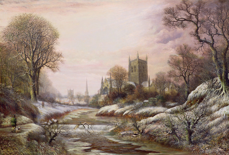 Worcester from the South West in the Snow à Charles Leaver