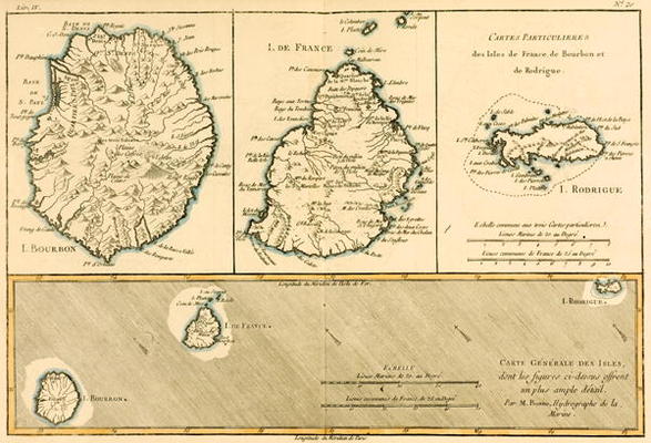 The Islands of Rodriguez, Isle de France and Bourbon, from 'Atlas de Toutes les Parties Connues du G à Charles Marie Rigobert Bonne