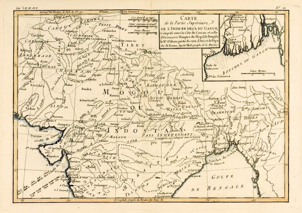 Northern India, from 'Atlas de Toutes les Parties Connues du Globe Terrestre' by Guillaume Raynal (1 à Charles Marie Rigobert Bonne
