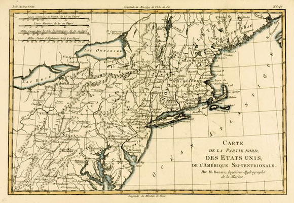 North-East Coast of America, from 'Atlas de Toutes les Parties Connues du Globe Terrestre' by Guilla à Charles Marie Rigobert Bonne